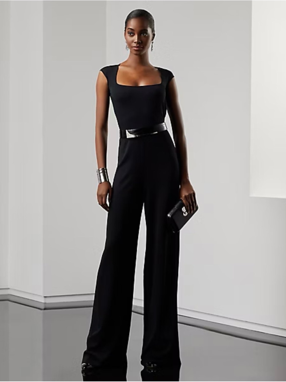 Ralph Lauren Purple Label Women Black Cap-Sleeve Open-Back Jumpsuit Size Medium